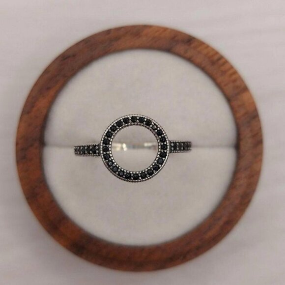 925 Sterling Silver Oxidized O Ring - Picture 1 of 6